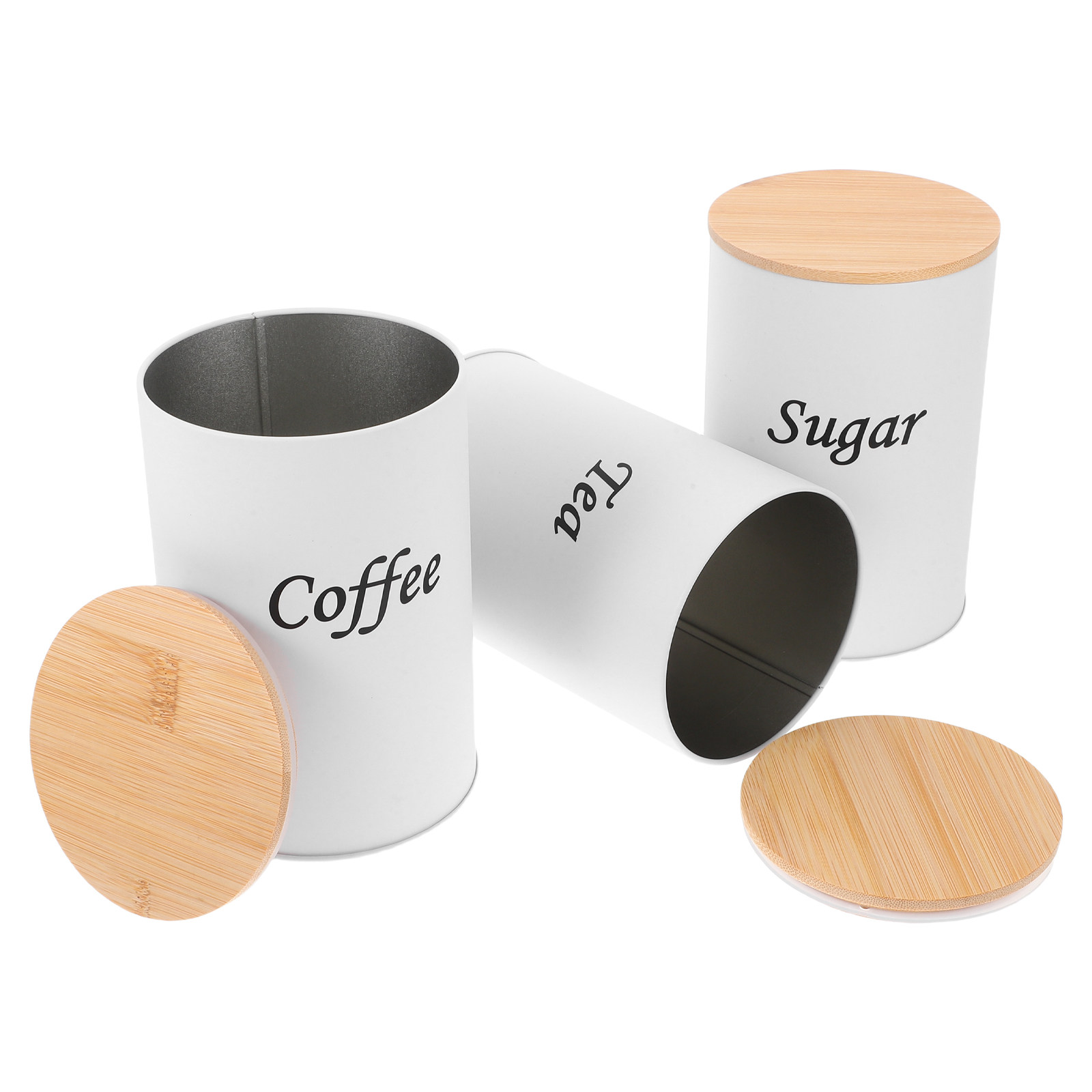 Coffee Tea Bean - Juego de 3 Recipientes Herméticos Redondos