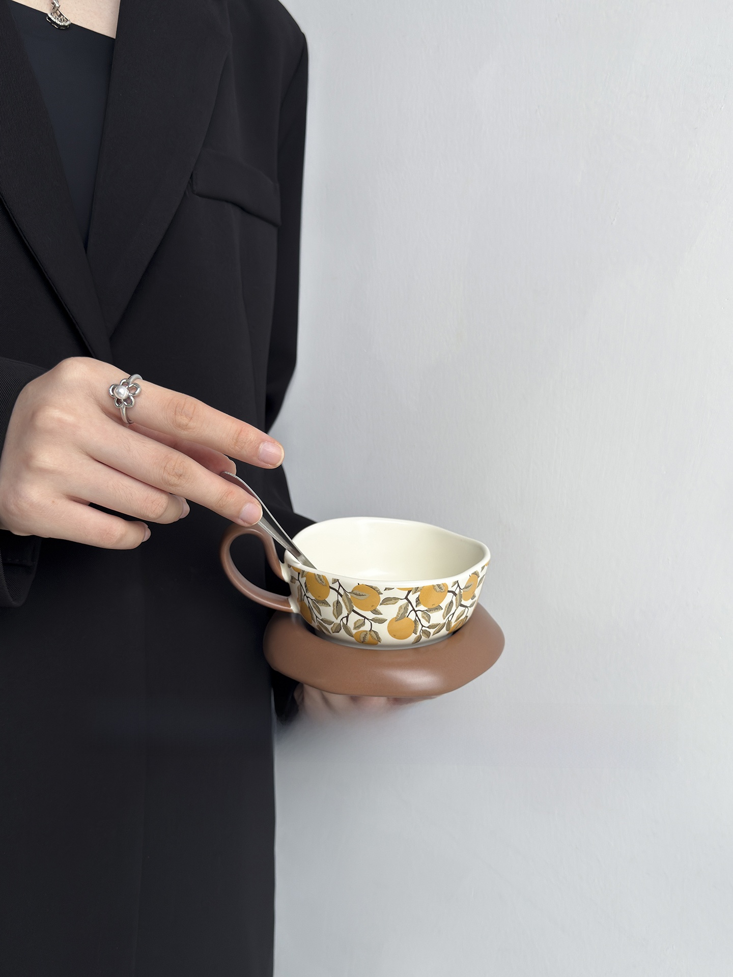 Lemon Tea Coffee - Juego de taza y plato de