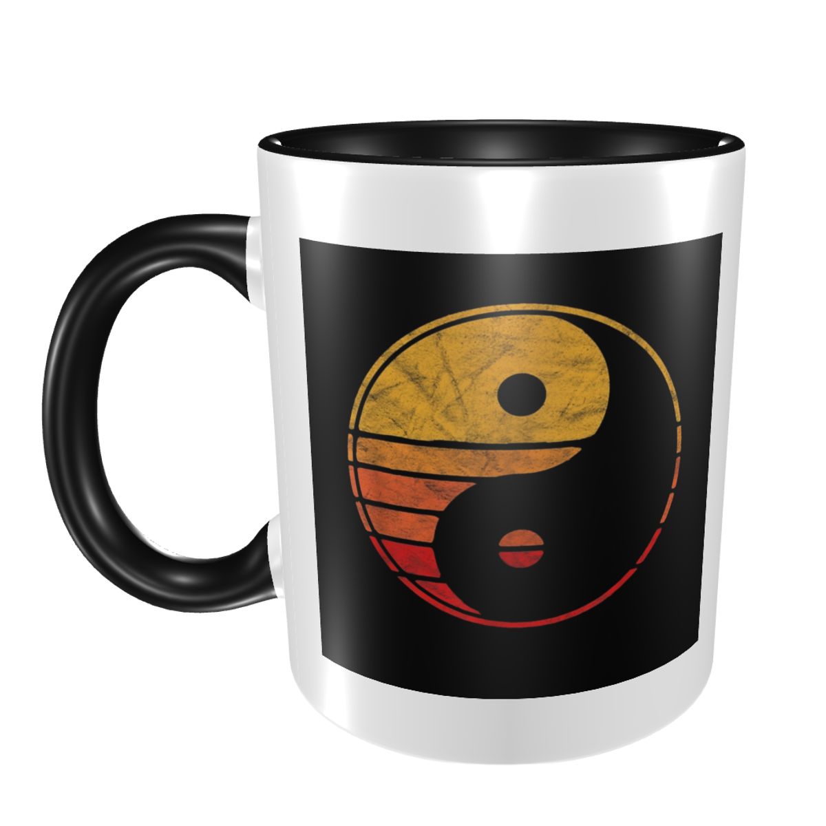 Coffee Tea Yin Yang - Taza de sol minimalista Vintage Yin