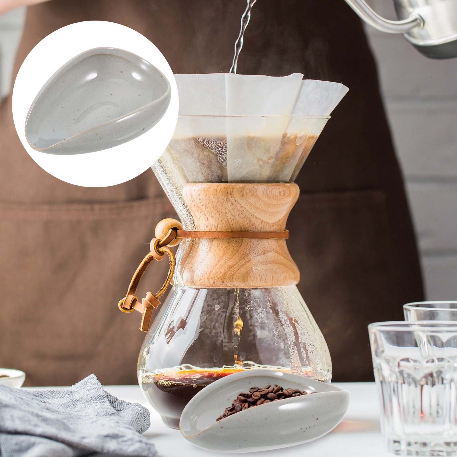 Coffee Tea Bean - Bandeja Dosificadora de Café de Cerámica