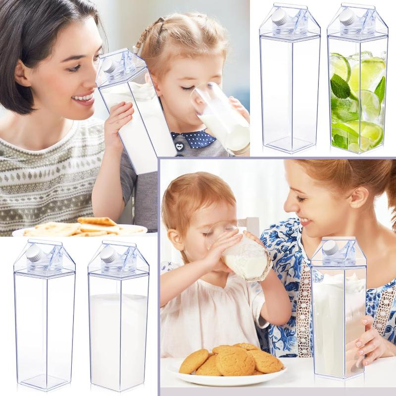 Coffee Tea Box - Botella de leche transparente de 750ML,
