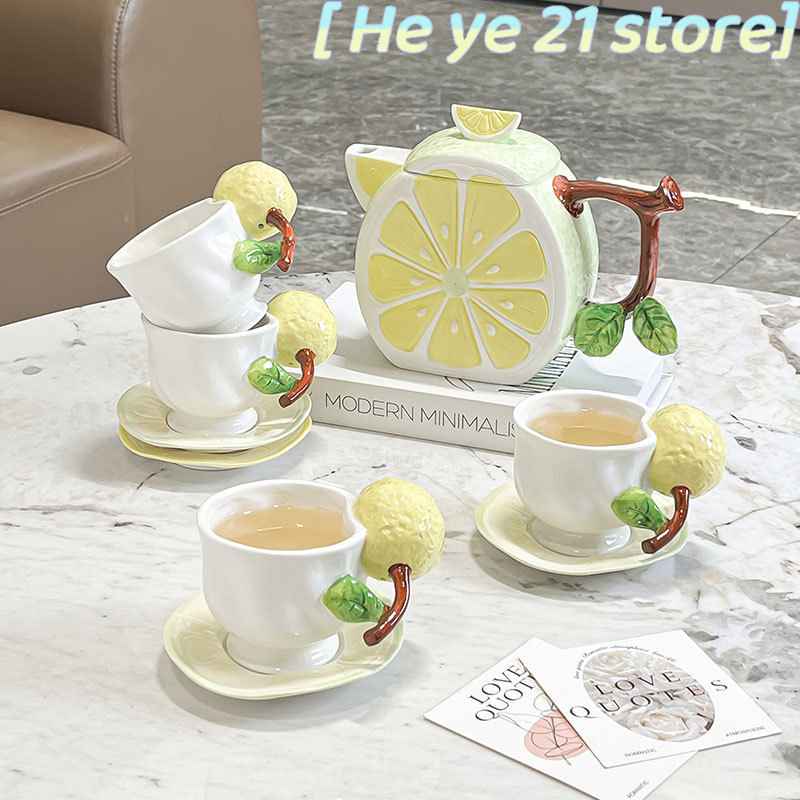 Lemon Tea Coffee - Juego de taza y platillo de