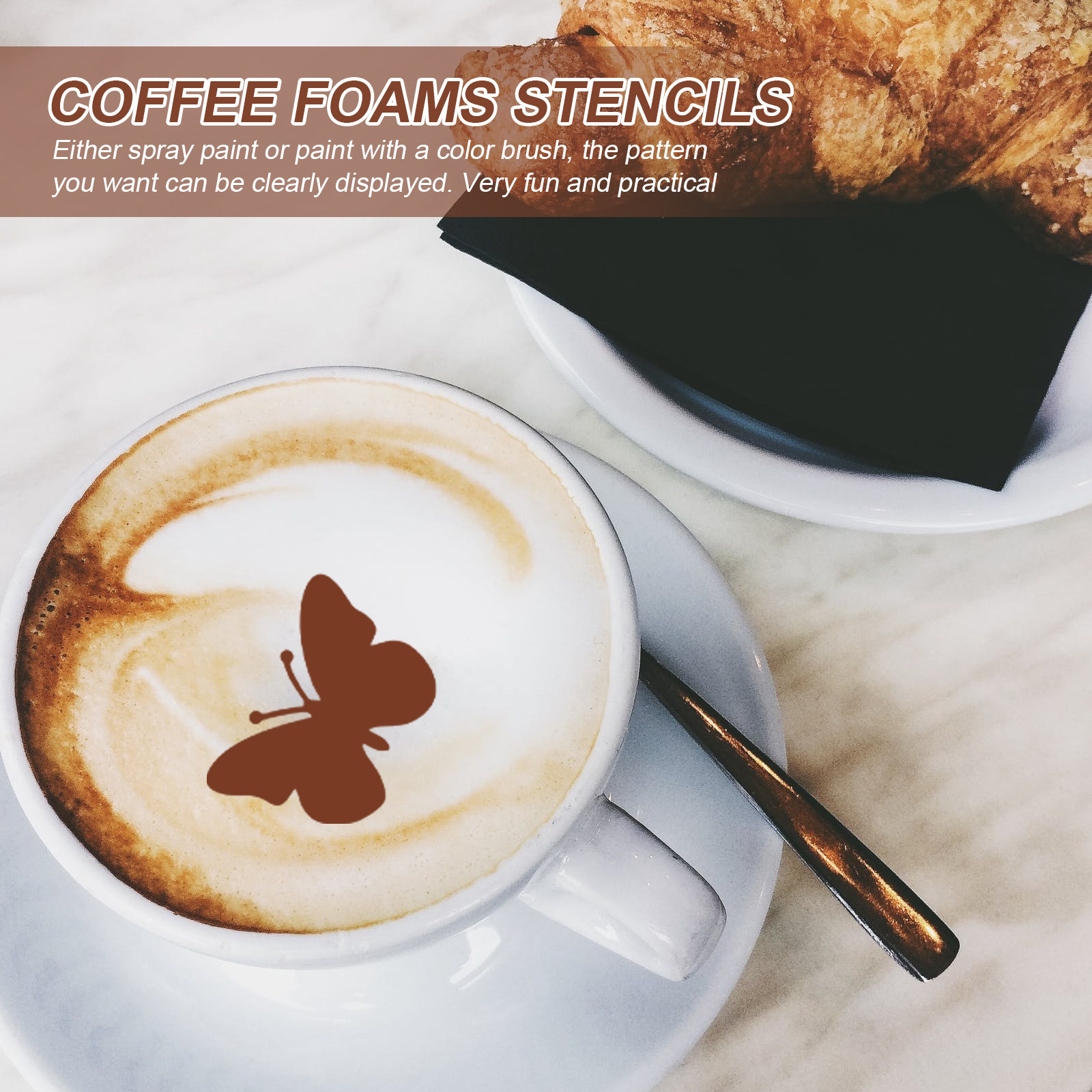 Coffee Stencil Art - Juego de 30 plantillas para café