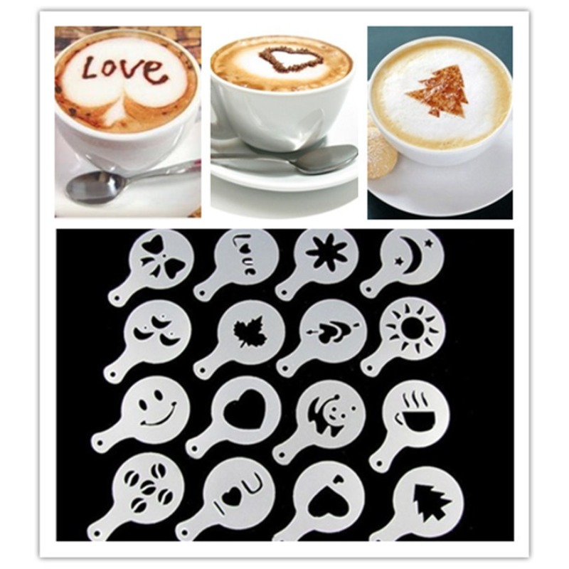 Coffee Stencil Art - 16 Uds. Plantillas de arte de