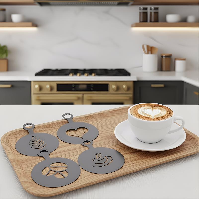 Juego de 4 Plantillas de Acero - Coffee Stencil Art reseña y precio