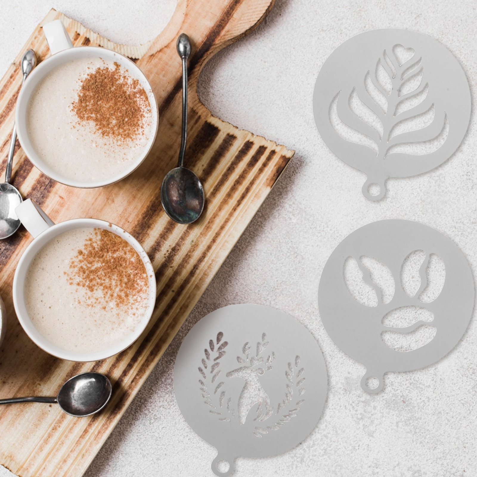4 Plantillas de Acero Inoxidab - Coffee Stencil Art reseña y precio