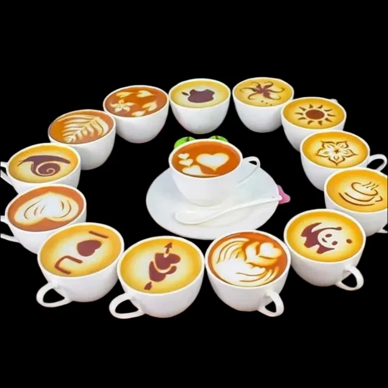 16 unids/set molde de café Lat - Coffee Stencil Art reseña y precio