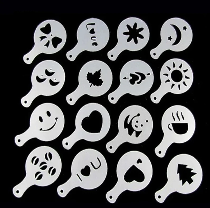 16 unids/set molde de café Lat - Coffee Stencil Art reseña y precio