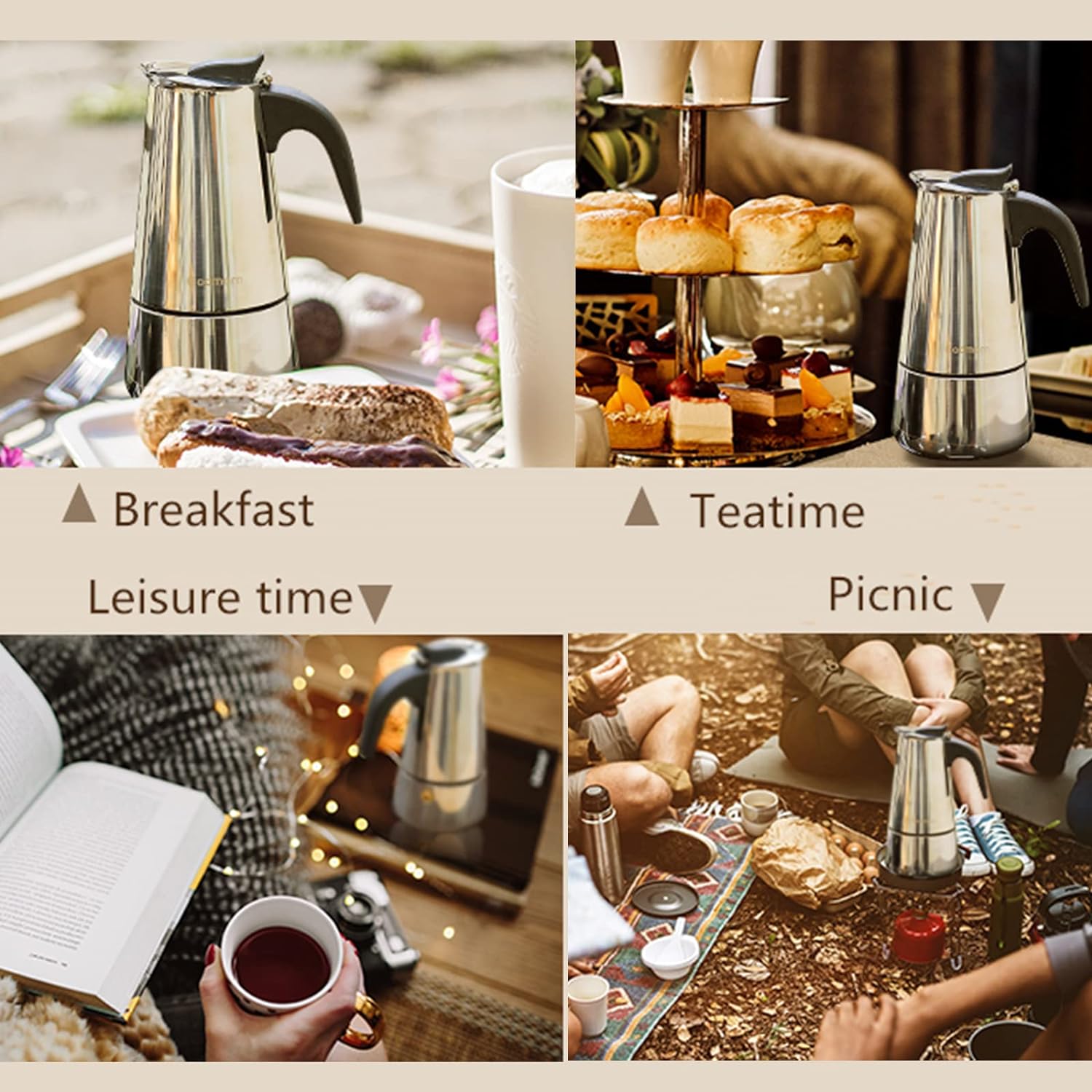 4/6/9 tazas Moka Pot Caffe Taz - Coffee Tea Chocolate reseña y precio