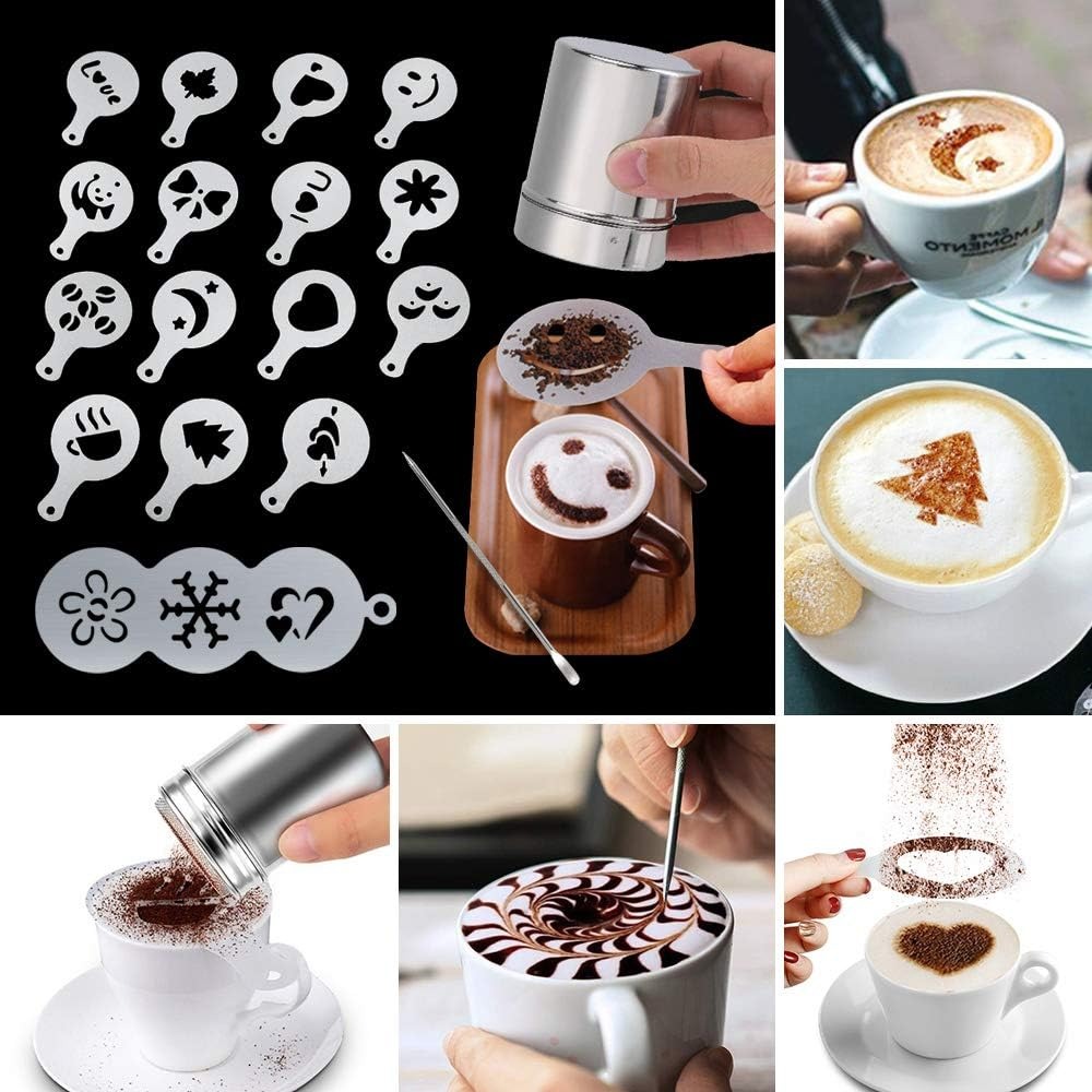 Set de Espumador de Leche Eléc - Coffee Stencil Art reseña y precio