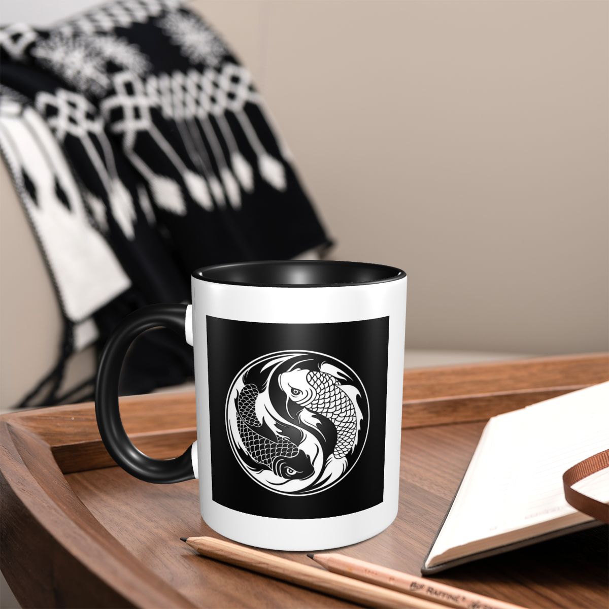 Taza de pescado Yin Yang Koi e - Coffee Tea Yin Yang reseña y precio